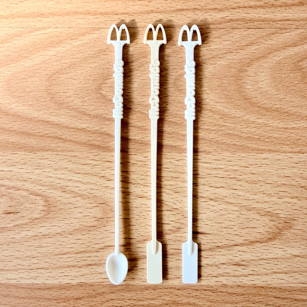 BUNDLE OF 3 VINTAGE MCDONALD’S McSpoon Stir Stick Plastic Coffee Swizzles